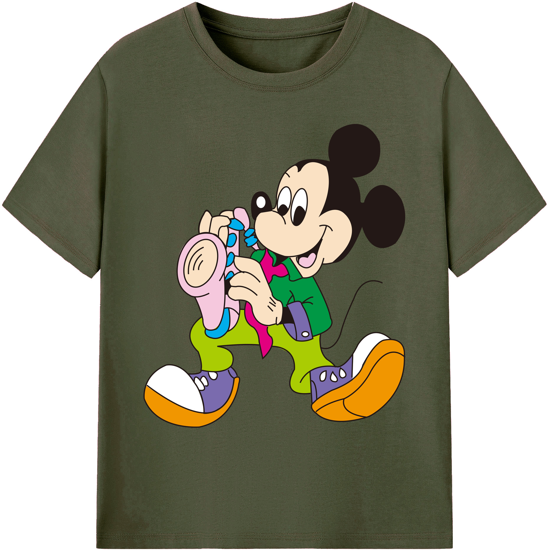 ミッキーマウス Mickey Mouse 綿100％ メンズ半袖Tシャツ｜肌触りやわらか＆通気性